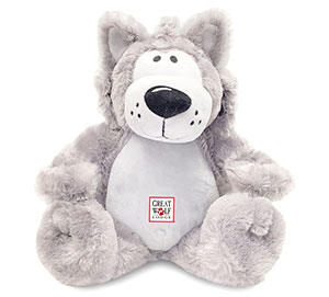 Get a Howlin' Huggable Wolf plush toy for $19.99 when you purchase a Gift Card to Great Wolf Lodge.